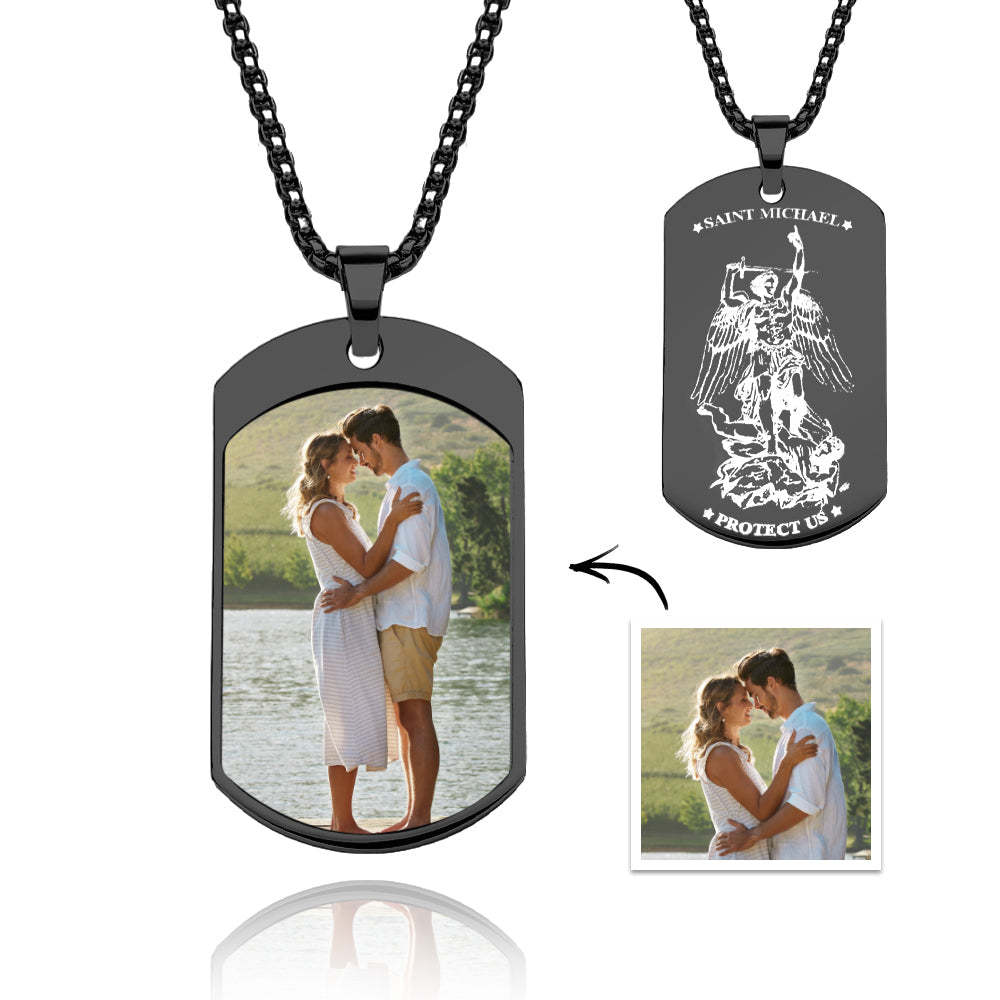 Custom Photo Necklace Archangel Saint Michael Jewelry Pendant - yournamenecklaceau