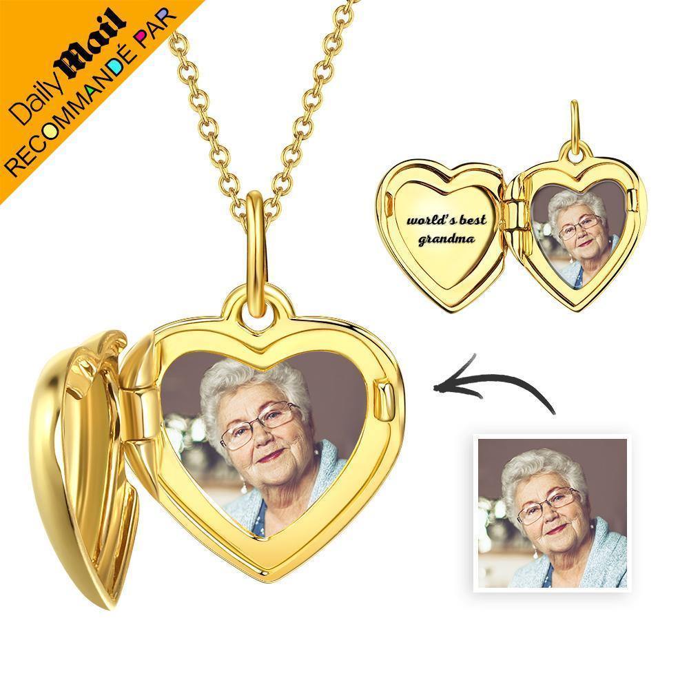 Engraved Heart Photo Locket Necklace 14k Gold Plated - Daily Mail Recommended - yournamenecklace