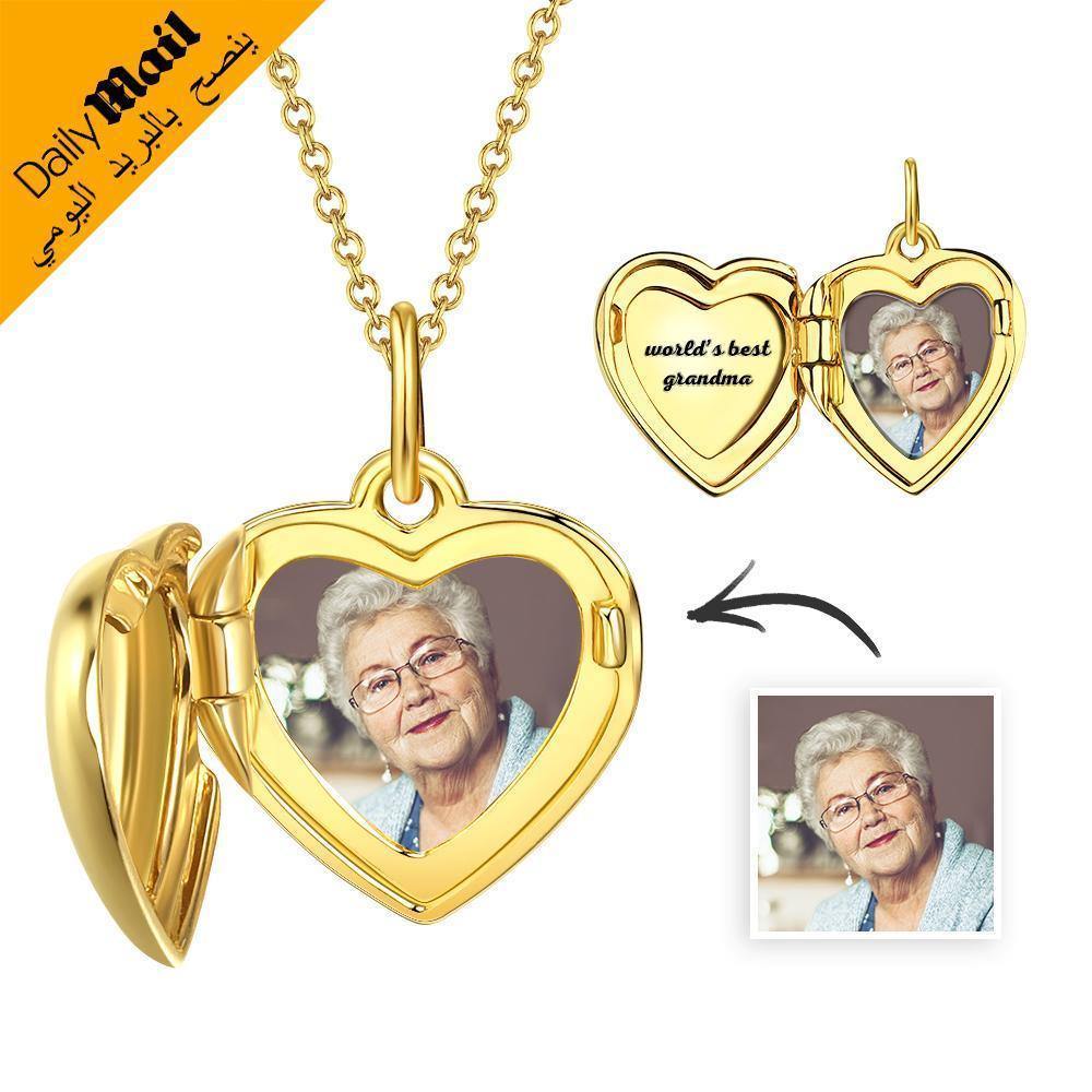 Engraved Heart Photo Locket Necklace 14k Gold Plated - Daily Mail Recommended - yournamenecklace