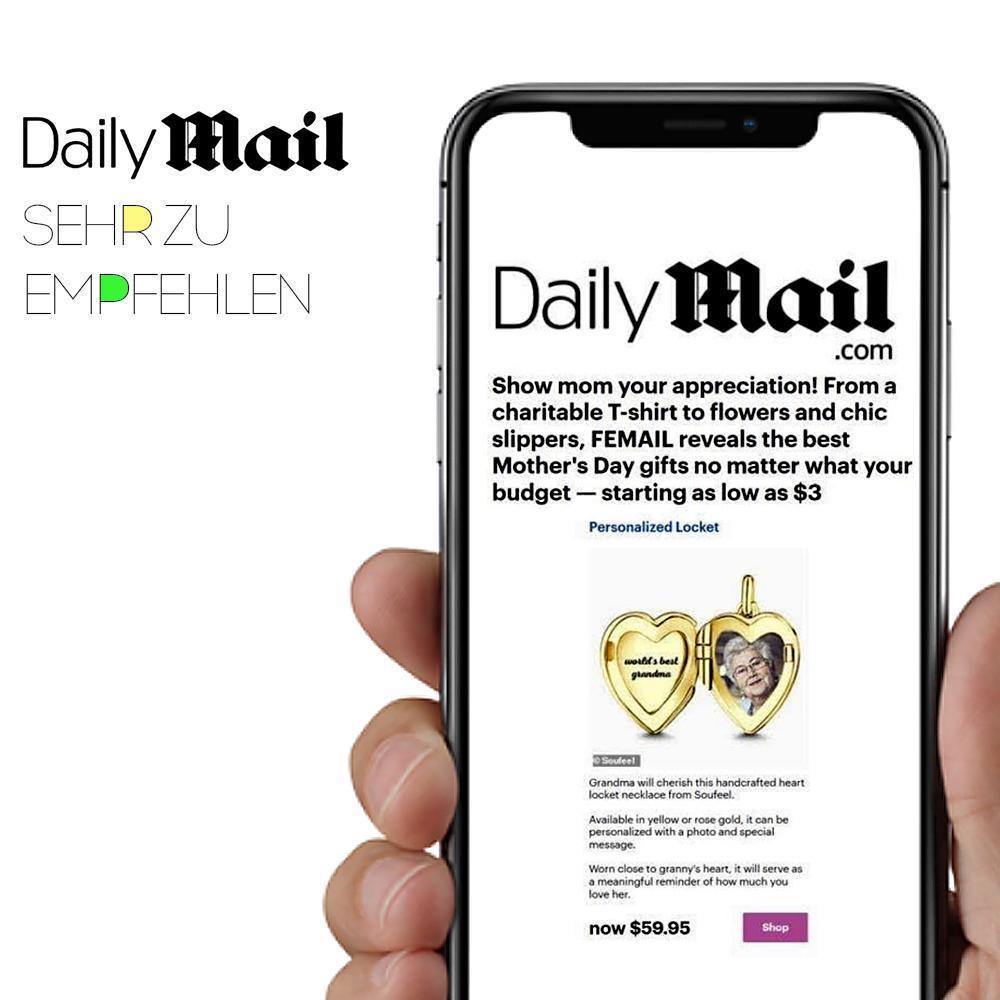 Engraved Heart Photo Locket Necklace 14k Gold Plated - Daily Mail Recommended - yournamenecklace