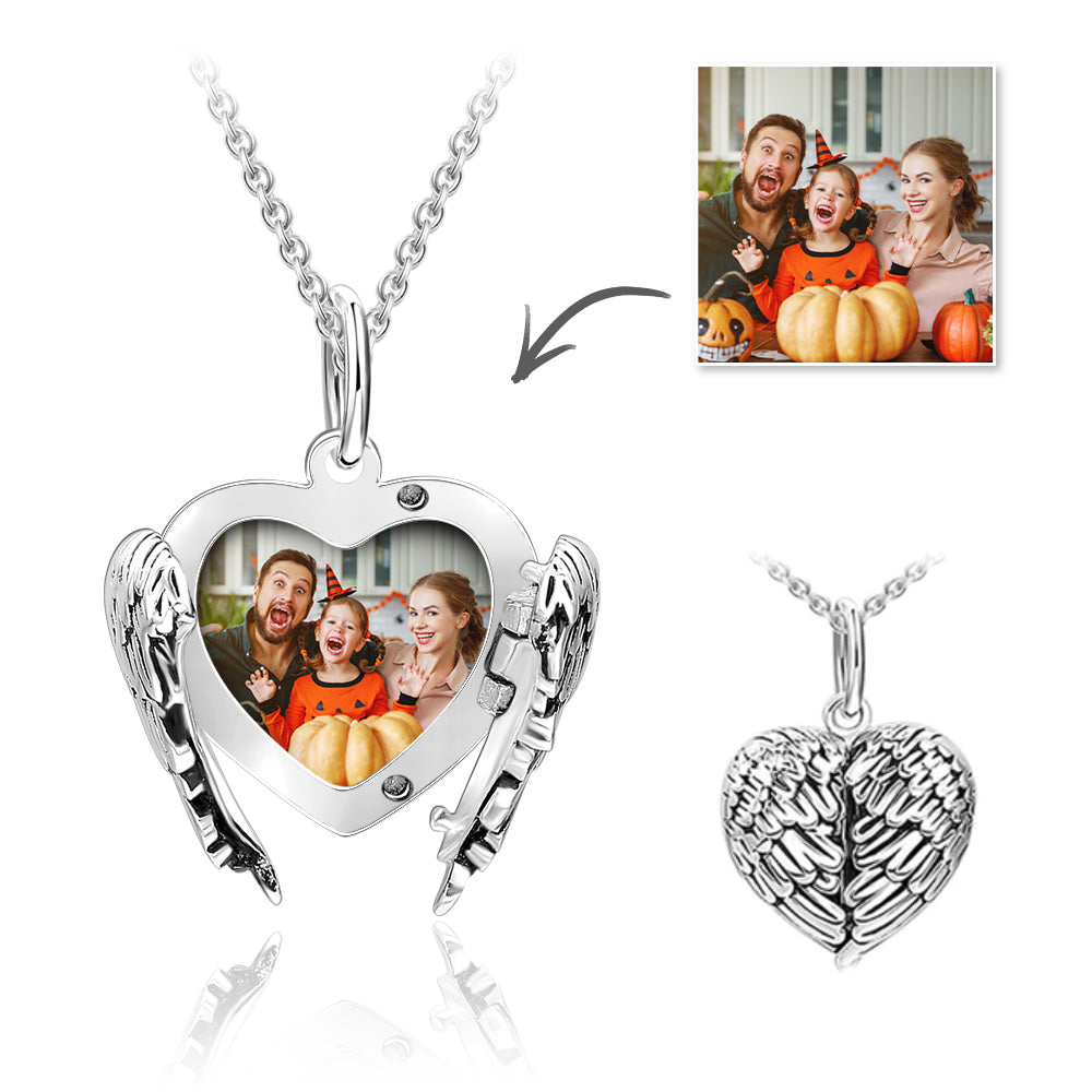 Custom Photo Necklace Personalized Angel Wing Necklace Unique Christmas Gift