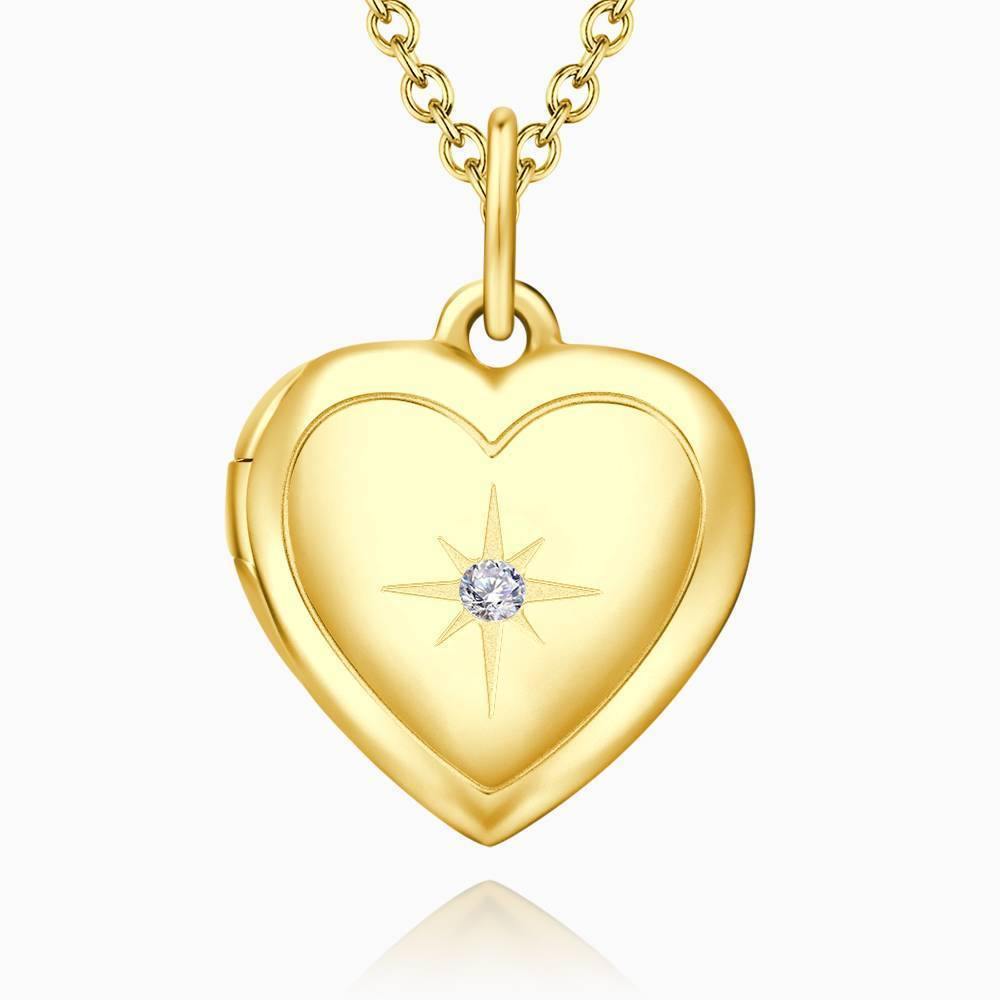 Star Printing Photo Locket Necklace 14k Gold Plated - yournamenecklace