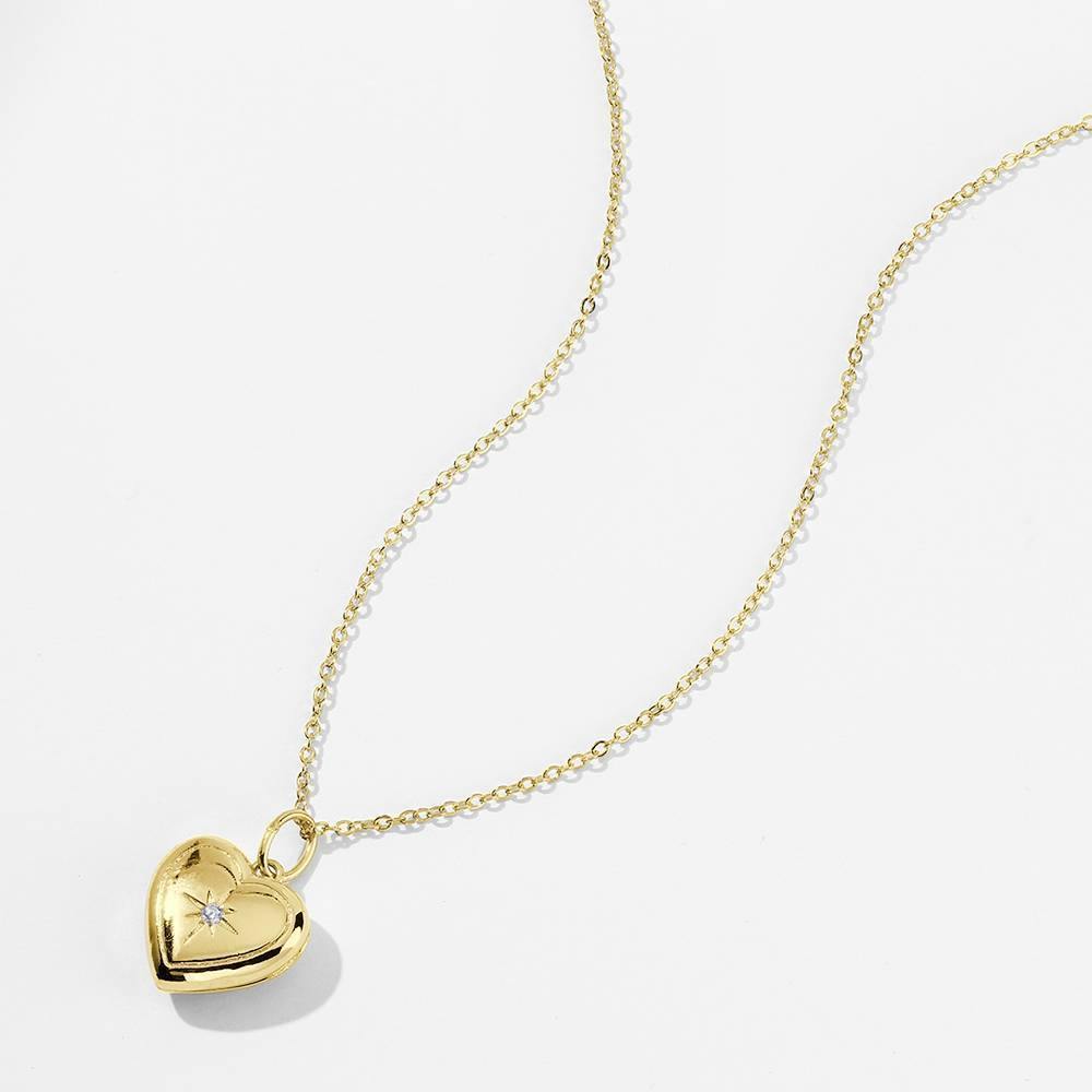 Star Printing Photo Locket Necklace 14k Gold Plated - yournamenecklace
