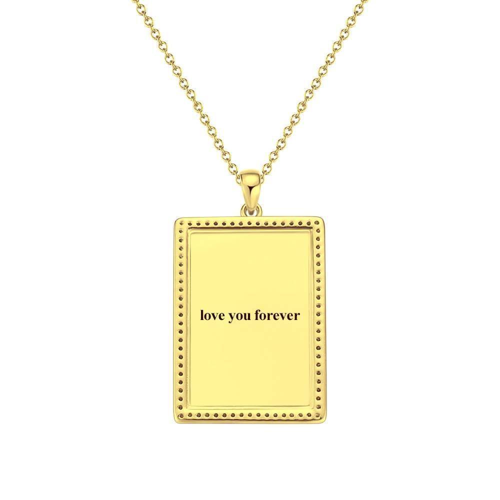 Photo Engraved Necklace Rhinestone Crystal, Photo Necklace Keepsake Gift 14K Plated Gold Golden - Colorful - yournamenecklace