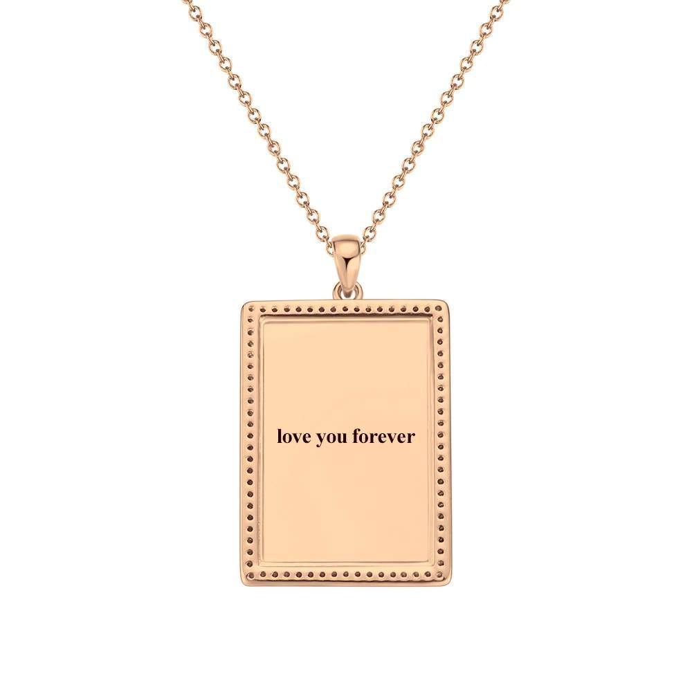 Photo Engraved Necklace Rhinestone Crystal, Photo Necklace Keepsake Gift Rose Gold Plated - Colorful - yournamenecklace