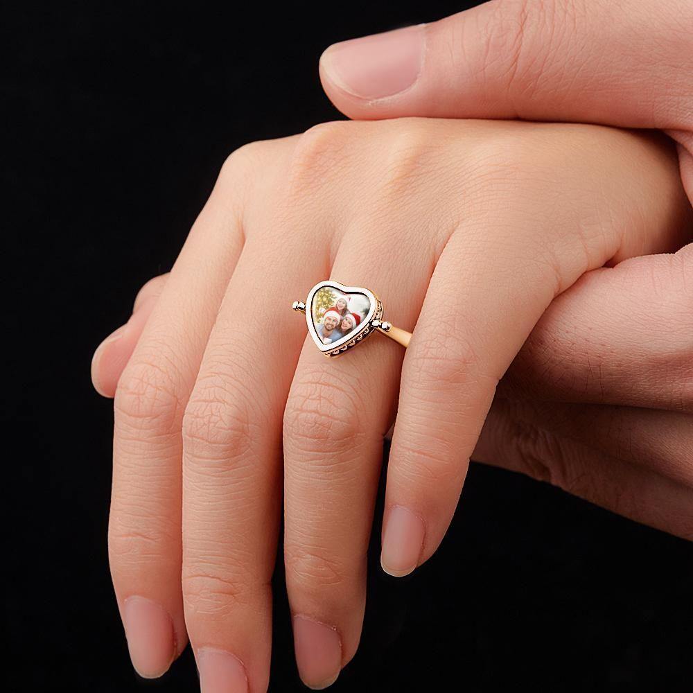 Custom Photo Necklace, Photo Ring Couple's Gifts Dual-use (Ring Size 5#) 14k Gold Plated - yournamenecklaceus