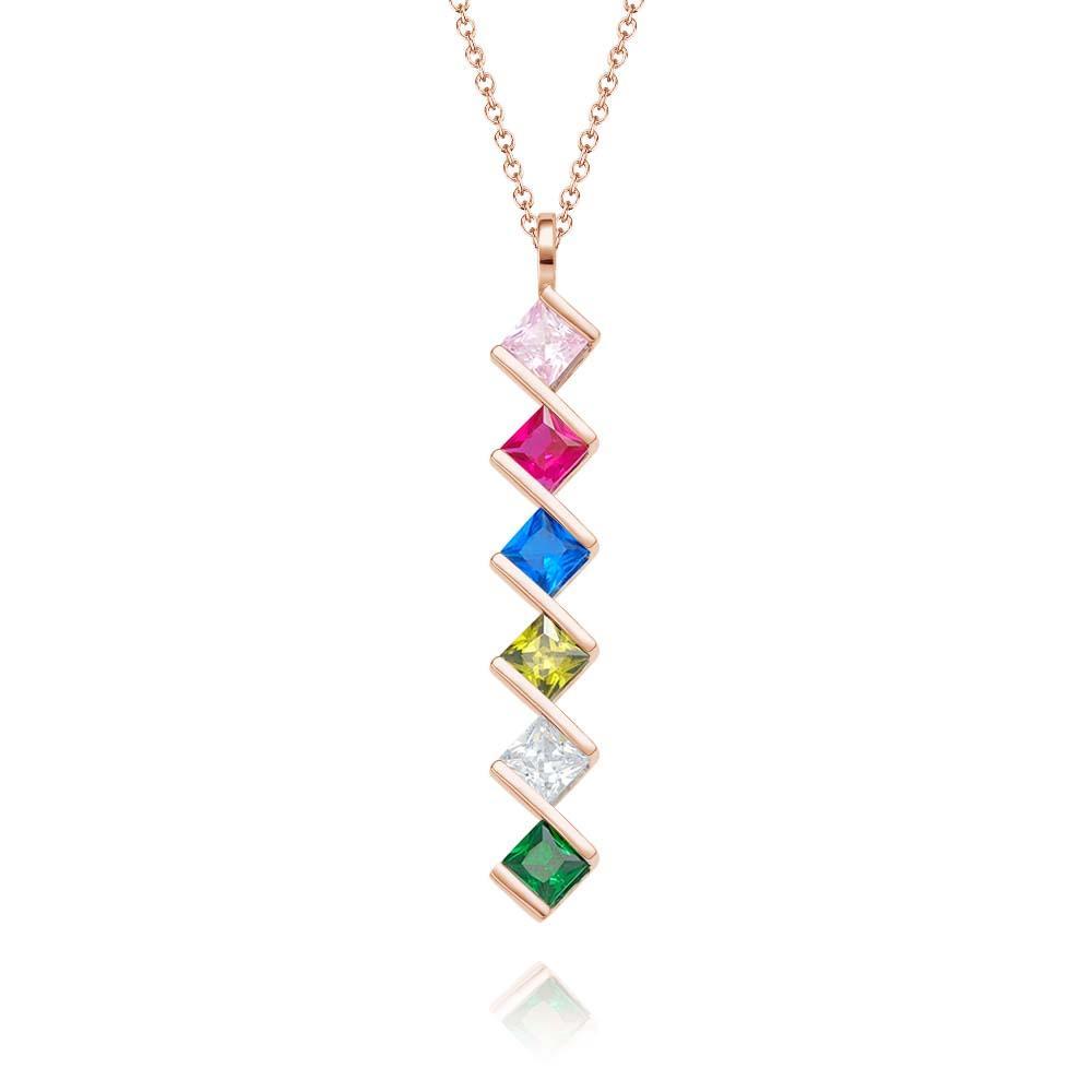 Personalized Birthstone Strip Necklace Colorful Square Diamond Pendant Gifts For Her - yournamenecklaceau