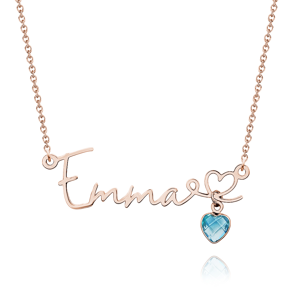 Personalized Name Necklace with Heart Birthstone Custom Name Necklace with Birthstone Heart Birthstone Name Necklace - NameNecklaceAU