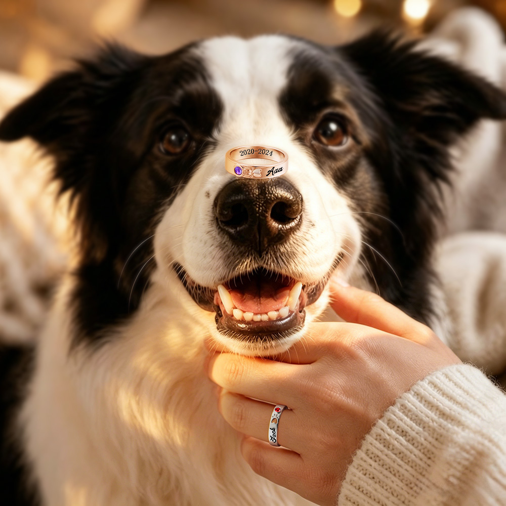 Personalized Pet Memorial Ring with Birthstone – Custom Engraved Remembrance Jewelry - NameNecklaceAU