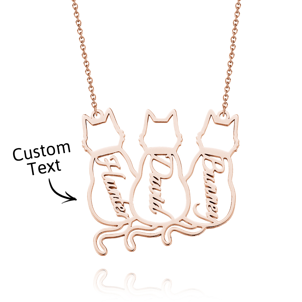 Personalized Cat Necklace Custom Lucky Cat Name Necklace Engraved Name Lucky Cat Pendant Gifts for Her - NameNecklaceAU