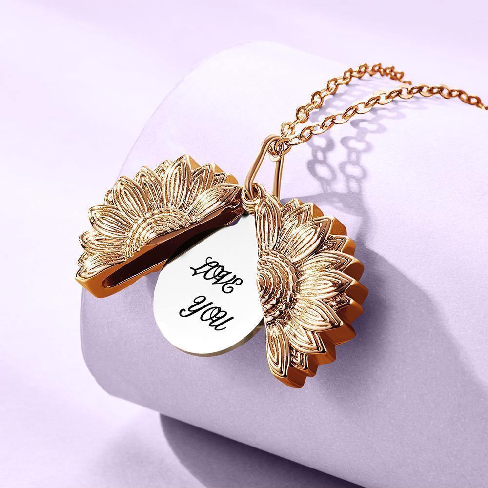 Custom Engraved Sunflower Necklace Gifts for Someone - yournamenecklace