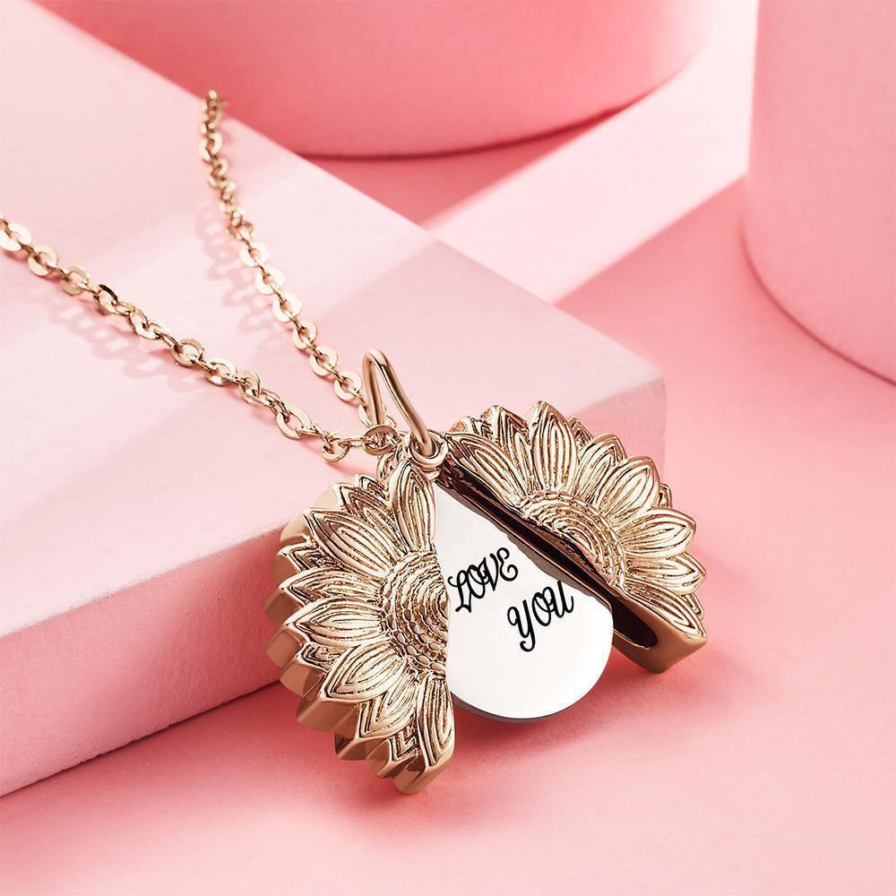 Custom Engraved Sunflower Necklace Gifts for Someone - yournamenecklace