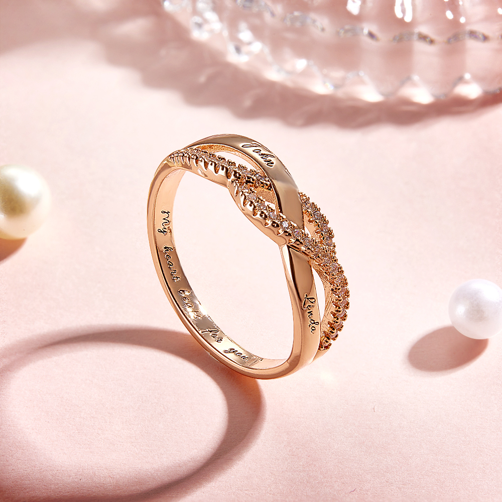 Personalized Two Names & a Forever Message Ring Custom Engraved Names & a Secret Phrase Ring Sweet Gift for Her - NameNecklaceAU