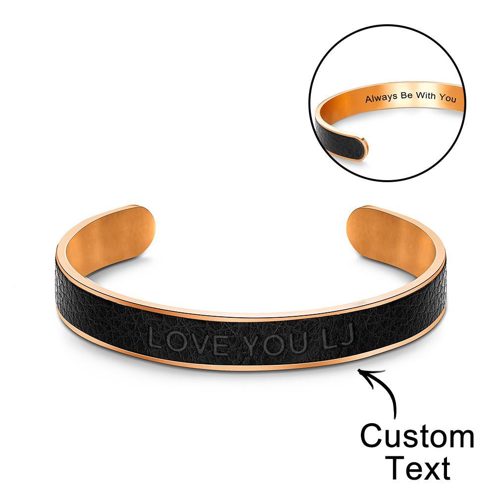 Custom Man Leather Bracelet Personalized Vintage Stainless Steel Adjustable Bracelet - yournamenecklaceau