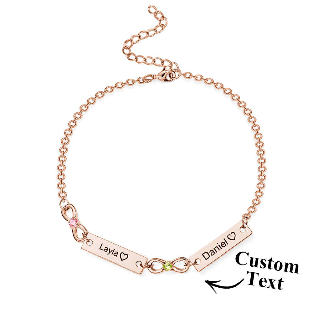 Custom Infinity Symbol Name Bracelet Personalized Stainless Steel Birthstone Bracelet for Family - yournamenecklaceau