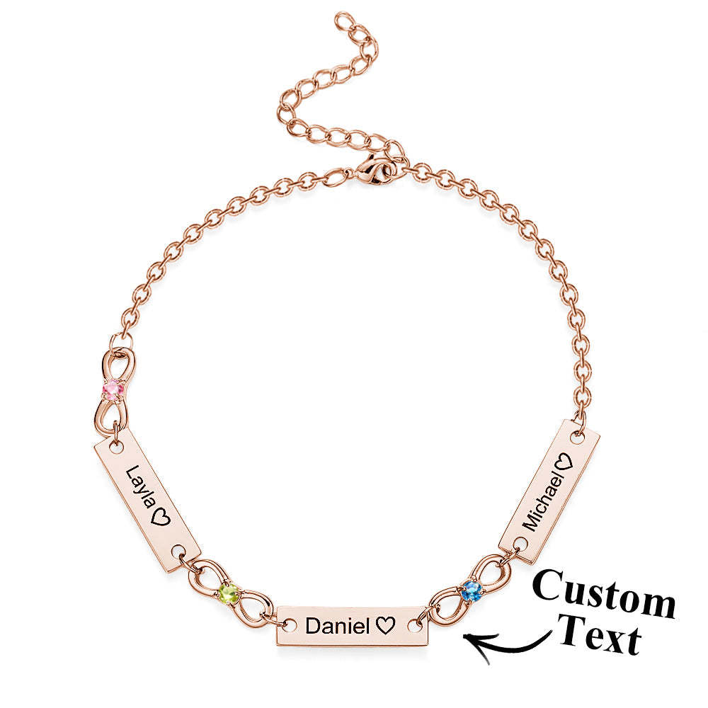 Custom Infinity Symbol Name Bracelet Personalized Stainless Steel Birthstone Bracelet for Family - yournamenecklaceau