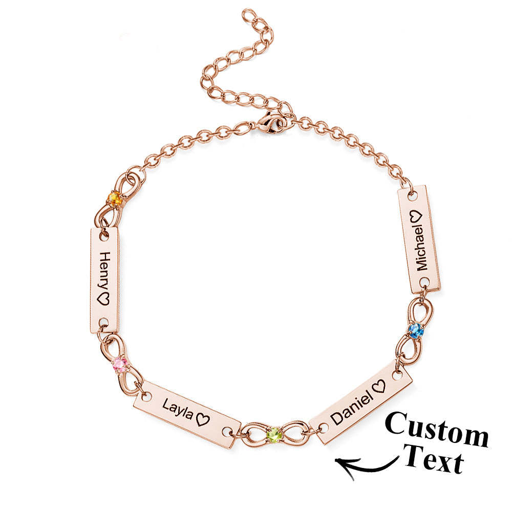 Custom Infinity Symbol Name Bracelet Personalized Stainless Steel Birthstone Bracelet for Family - yournamenecklaceau