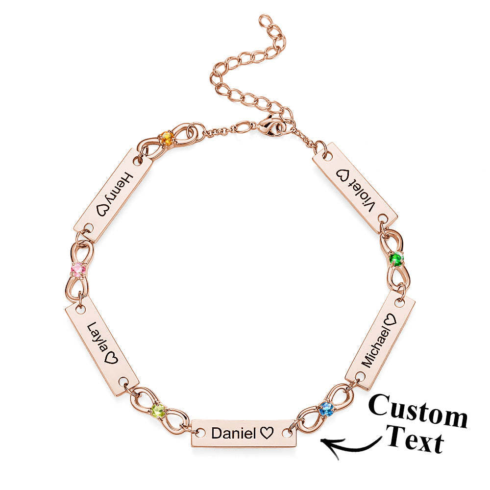 Custom Infinity Symbol Name Bracelet Personalized Stainless Steel Birthstone Bracelet for Family - yournamenecklaceau