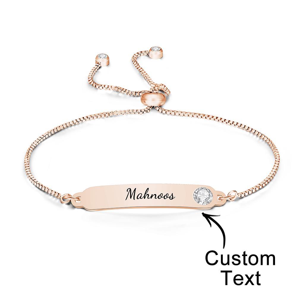 Custom Engraved Bracelet Name Bracelet Simple Rhinestones Gifts - yournamenecklaceau