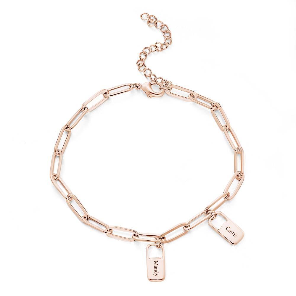 Rory Chain Link Bracelet with 1-6 Charms Custom Family Names Bracelet - yournamenecklaceau