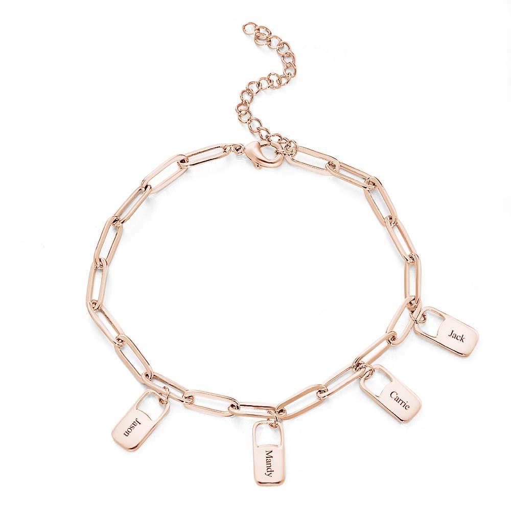 Rory Chain Link Bracelet with 1-6 Charms Custom Family Names Bracelet - yournamenecklaceau