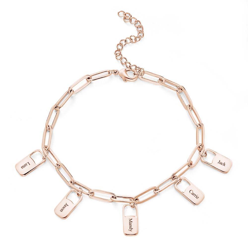Rory Chain Link Bracelet with 1-6 Charms Custom Family Names Bracelet - yournamenecklaceau