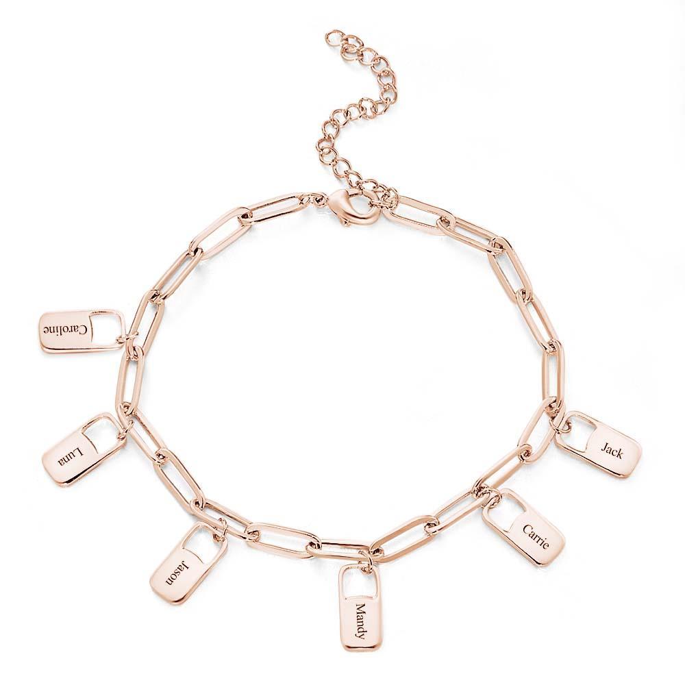 Rory Chain Link Bracelet with 1-6 Charms Custom Family Names Bracelet - yournamenecklaceau