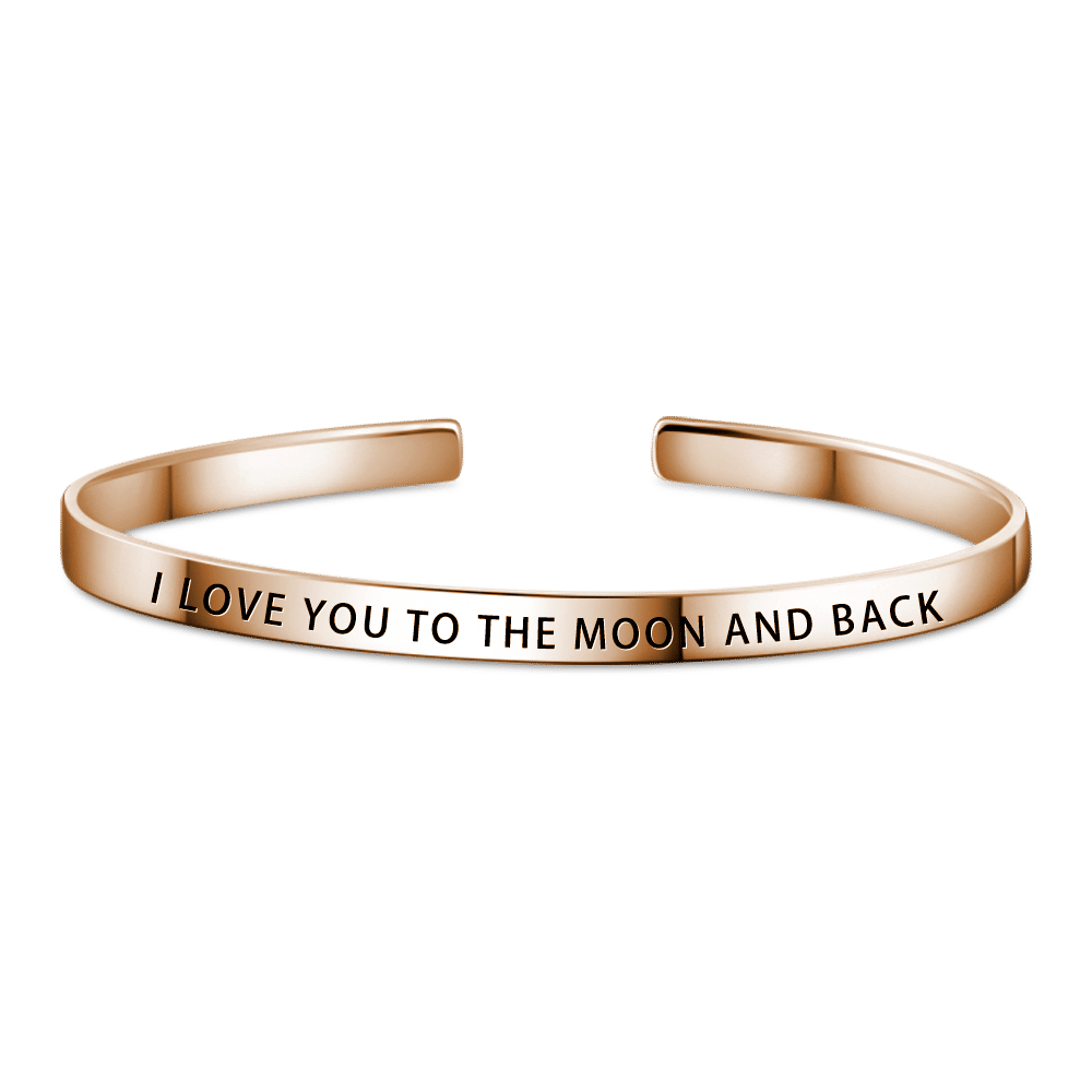I?LOVE?YOU?TO?THE?MOON?and?BACK Bangle Rose Gold Plated - yournamenecklace