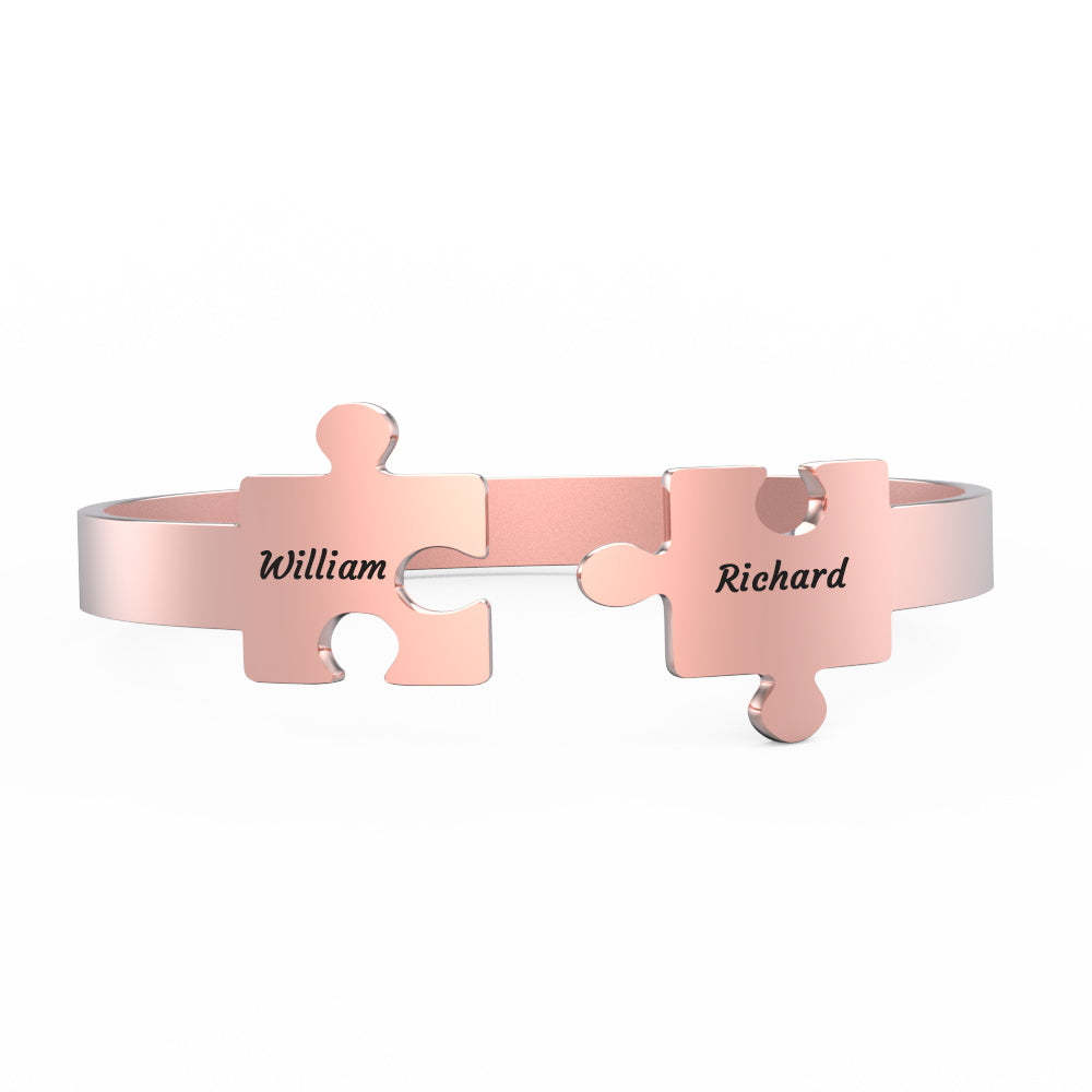 Engraved Promise Bracelet Puzzle Bracelet Gift for Couple - yournamenecklaceau