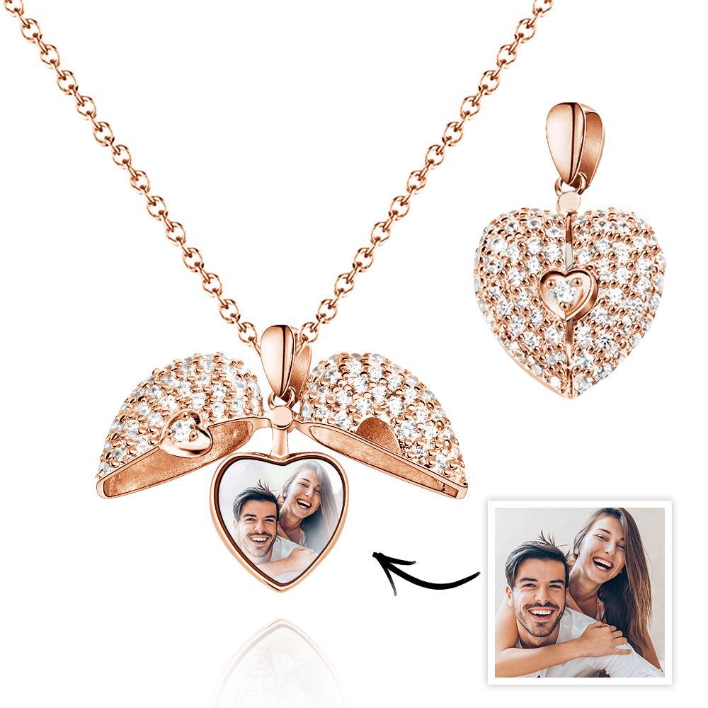 Custom Heart Photo Pendant Necklace Personalized Picture Necklace Gift for Her - yournamenecklaceau