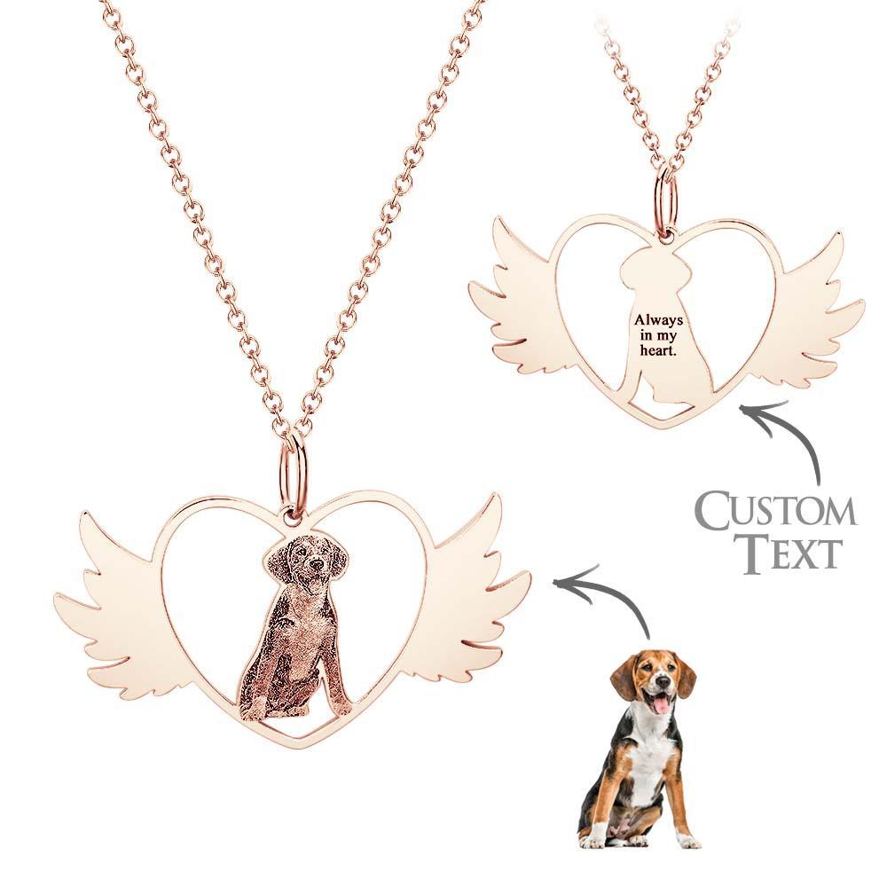 Custom Photo Engraved Necklace Angel Pet Remember Gift - yournamenecklaceau