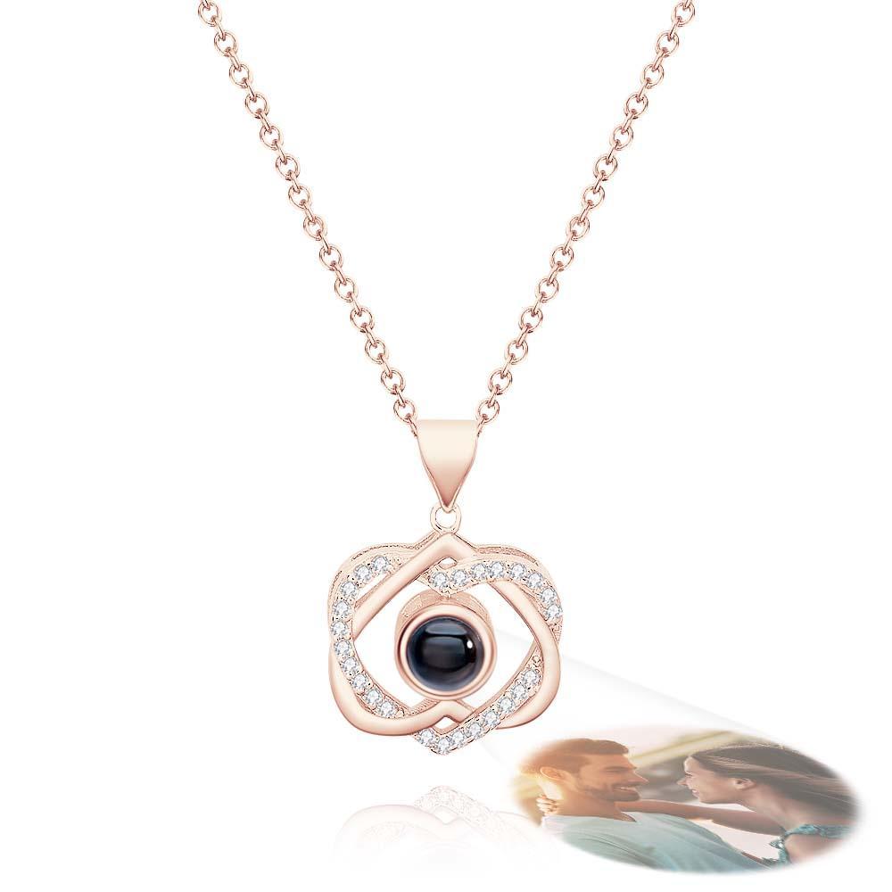 Custom Projection Necklace Double Heart Pendant Gift - yournamenecklaceau