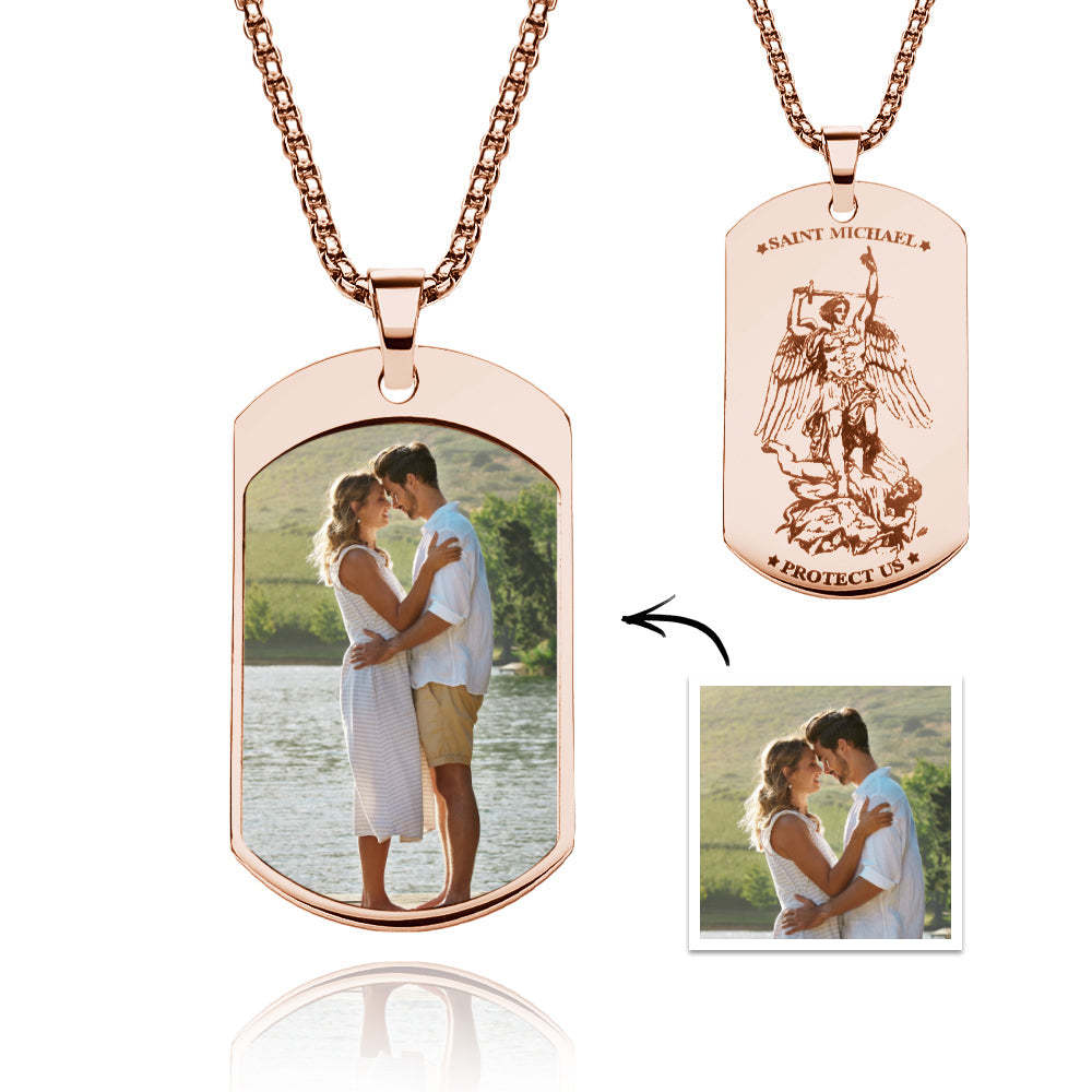 Custom Photo Necklace Archangel Saint Michael Jewelry Pendant - yournamenecklaceau
