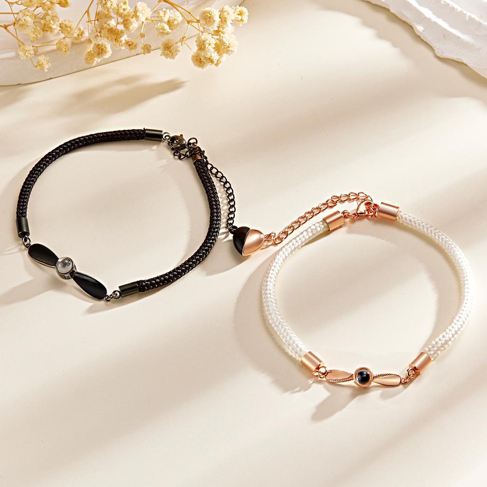 Personalized Matching Bracelets for Couples Photo Projection Bracelets Valentine's Gifts - yournamenecklaceau