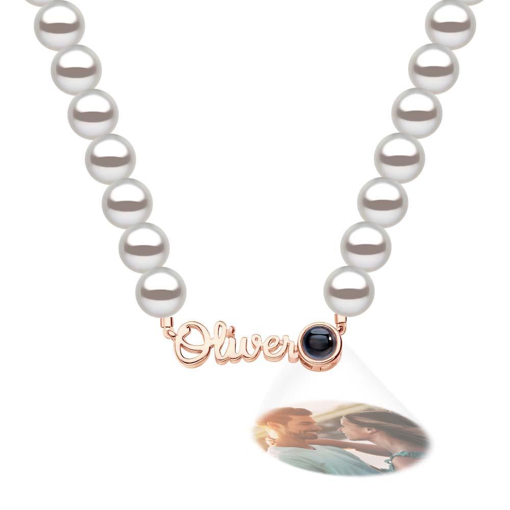 Custom Name Necklace Projection Pearl Chain Valentine's Day Gift - yournamenecklaceau