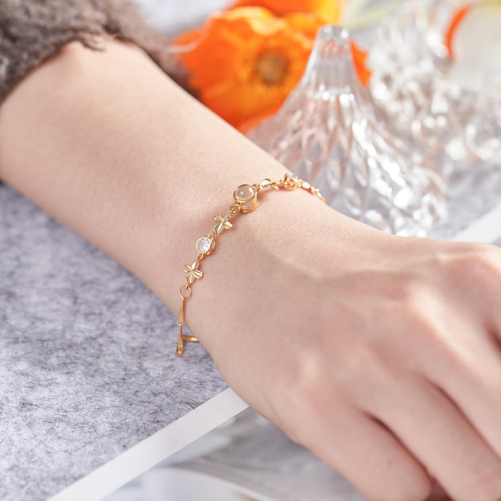 Custom Photo Projection Bracelet Four-leaf Clover Projection Bracelet Wedding Gift for Women - yournamenecklaceau