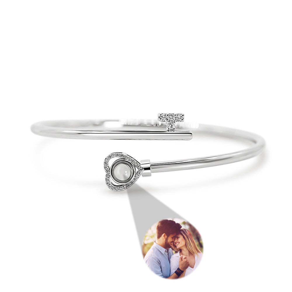 Personalized Photo Projection Bracelet Heart Adjustment Bracelet Gift for Her - yournamenecklaceau