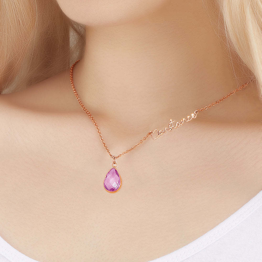 Personalized Birthstone Name Necklace Birthday Anniversary Gifts for Her - yournamenecklaceau