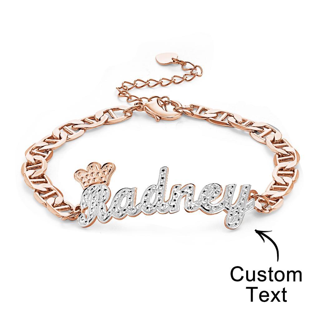 Personalized Trendy Name Bracelet With Crown Chain Hip Hop Bracelet Jewelry Gifts For Men - yournamenecklaceau