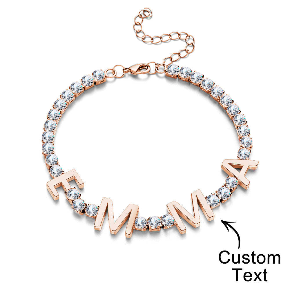 Custom Name Letter Tennis Chain Bracelet Hiphop Jewelry For Gift - yournamenecklaceau
