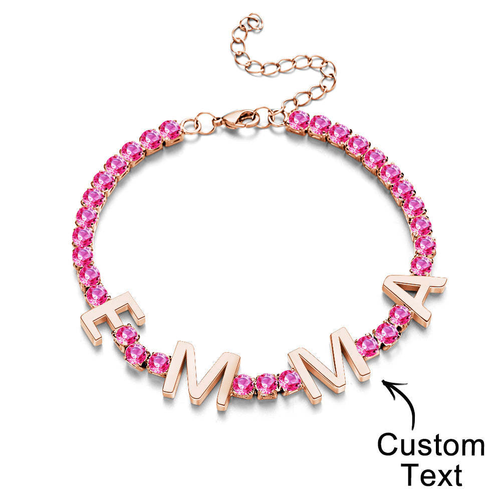 Custom Name Letter Tennis Chain Bracelet Hiphop Jewelry For Gift - yournamenecklaceau