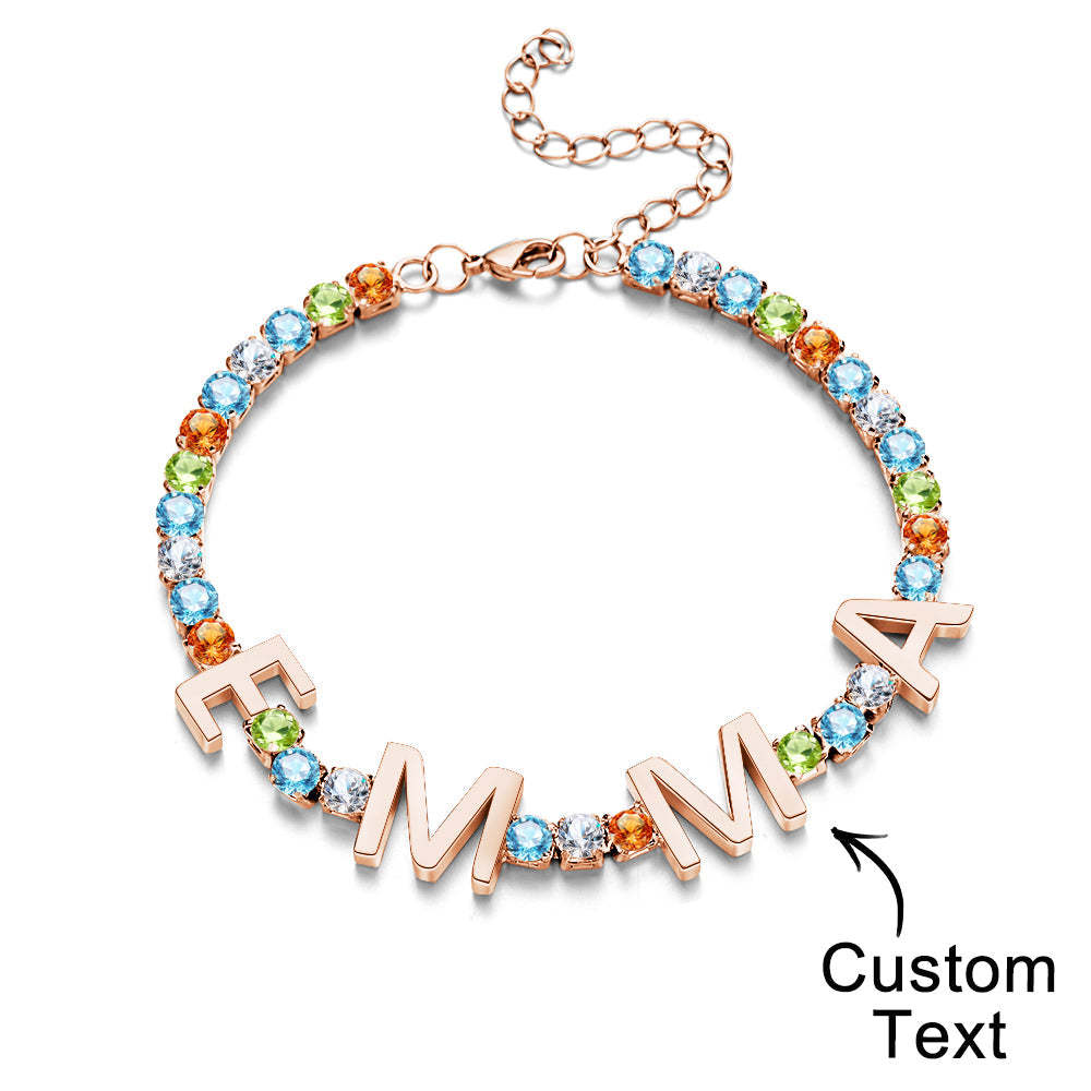 Custom Name Letter Tennis Chain Bracelet Hiphop Jewelry For Gift - yournamenecklaceau
