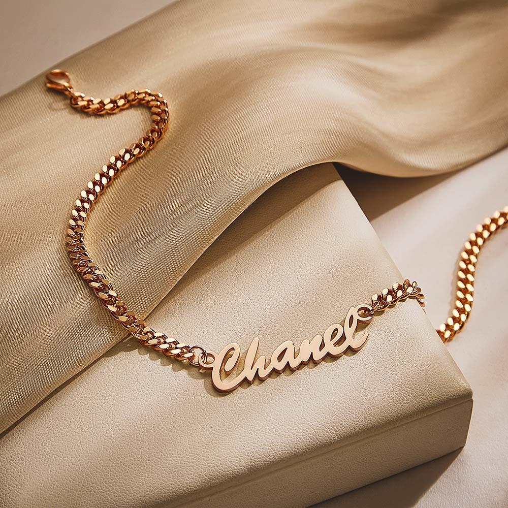 Thick Name Bracelet Personalized Your Name for Men Boys Women Heavy Curb Chain - yournamenecklaceau