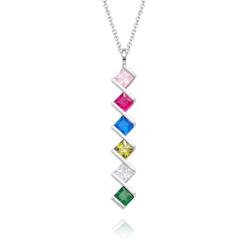 Personalized Birthstone Strip Necklace Colorful Square Diamond Pendant Gifts For Her - yournamenecklaceau