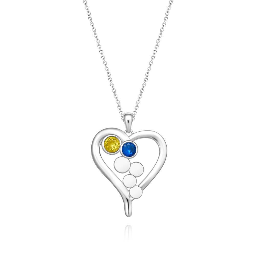 Personalized Birthstone Necklace Optional Quantity Diamonds Heart-shaped Pendant Jewelry For Her - yournamenecklaceau