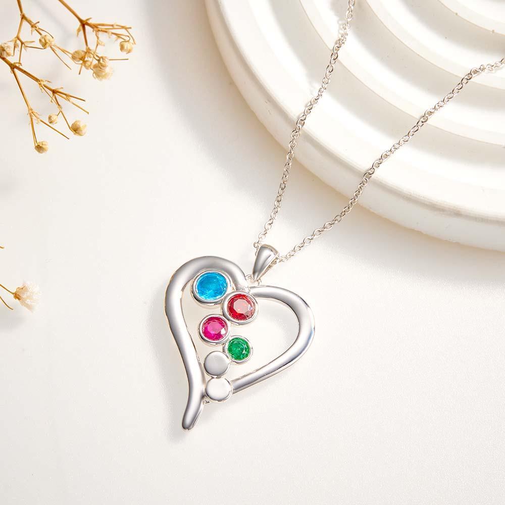 Personalized Birthstone Necklace Optional Quantity Diamonds Heart-shaped Pendant Jewelry For Her - yournamenecklaceau