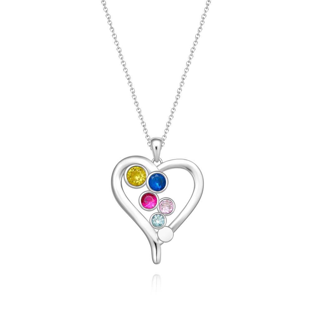 Personalized Birthstone Necklace Optional Quantity Diamonds Heart-shaped Pendant Jewelry For Her - yournamenecklaceau