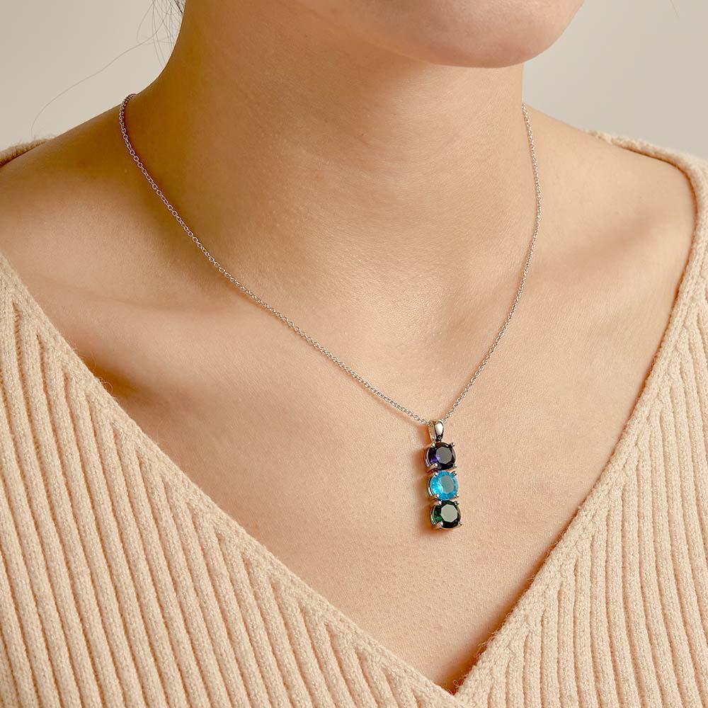 Custom Birthstone Strip Necklace Creative Colorful Zircon Necklace For Women - yournamenecklaceau