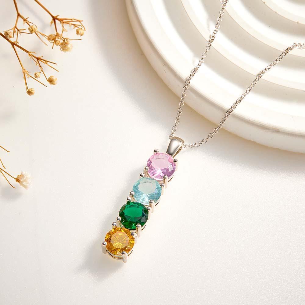 Custom Birthstone Strip Necklace Creative Colorful Zircon Necklace For Women - yournamenecklaceau