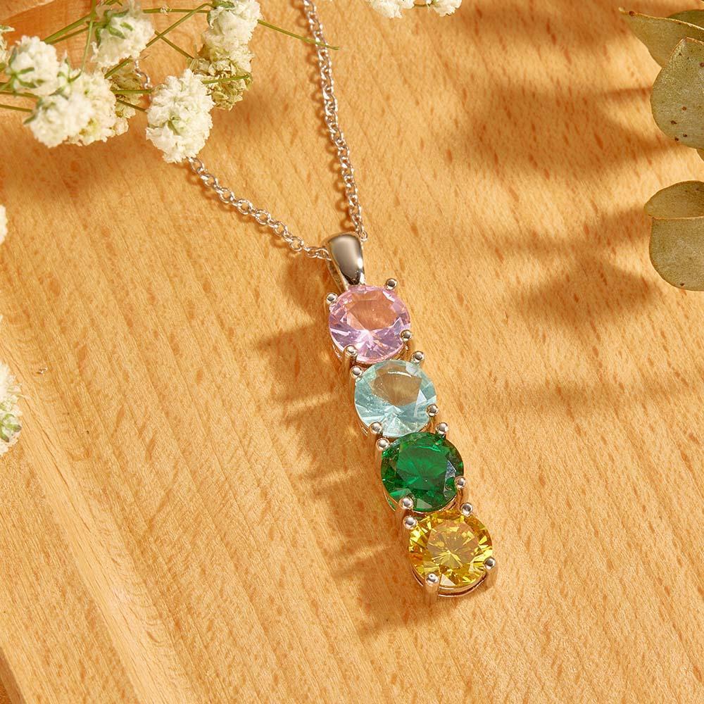 Custom Birthstone Strip Necklace Creative Colorful Zircon Necklace For Women - yournamenecklaceau